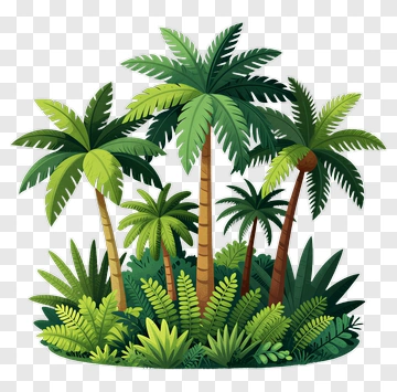 Tropical Palm Trees In A Lush Jungle PNG