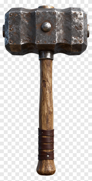 Metal Hammer With Wooden Handle PNG