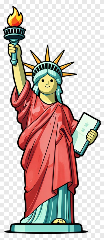 Cartoon Statue Of Liberty Holding A Torch PNG