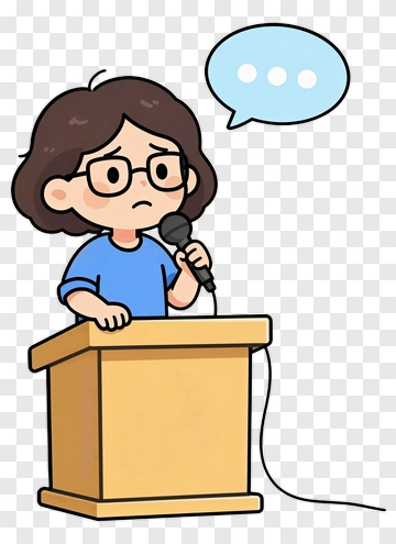Cartoon Girl Speaking At A Podium PNG