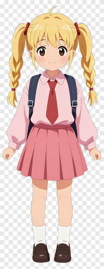 Schoolgirl With Backpack And Pink Skirt PNG