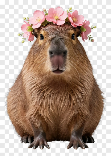 Capybara Wearing A Flower Crown PNG