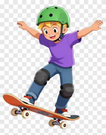 Cartoon Boy Skateboarding PNG