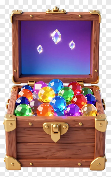 Treasure Chest Filled With Colorful Gems PNG