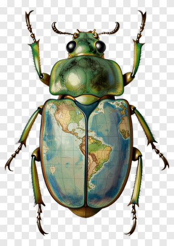 Beetle With World Map Design PNG