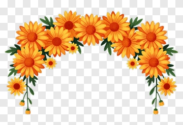 Colorful Floral Arch With Orange Daisies PNG