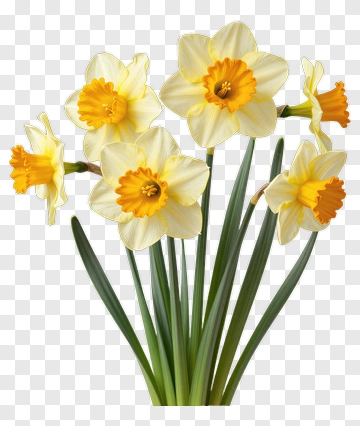 Yellow Daffodil Flower Bouquet PNG