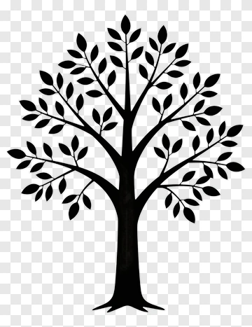 Black Silhouette Tree With Leaves PNG
