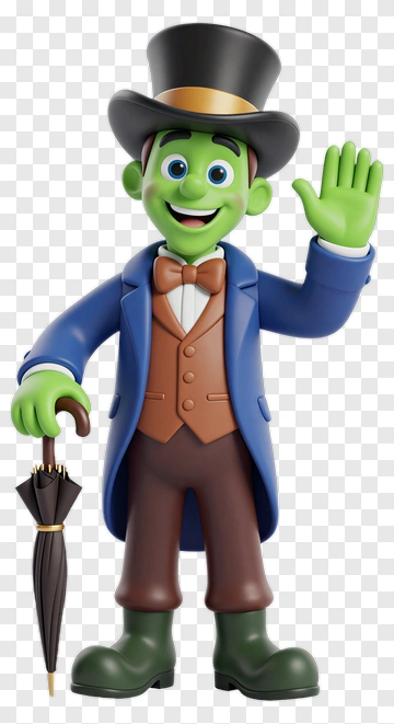 Cartoon Character With Umbrella PNG