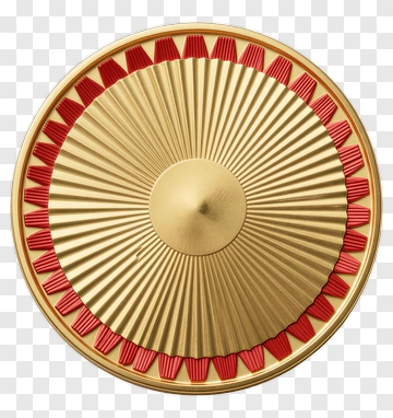 Gold Decorative Plate With Red Accents PNG