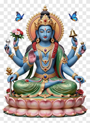 Colorful Hindu Goddess Sitting On A Lotus PNG