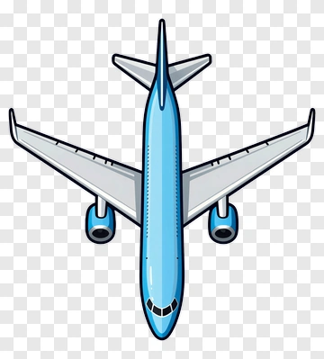 Blue Airplane Top View PNG