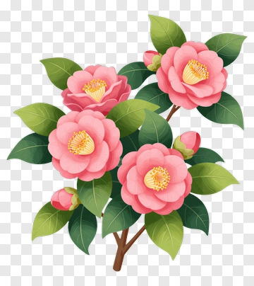 Colorful Camellia Flower Bouquet PNG