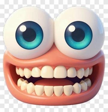 Cartoon Character With Big Eyes And Wide Smile PNG