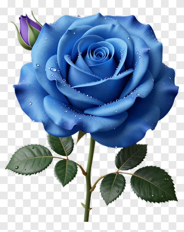 Blue Rose With Dew Drops PNG