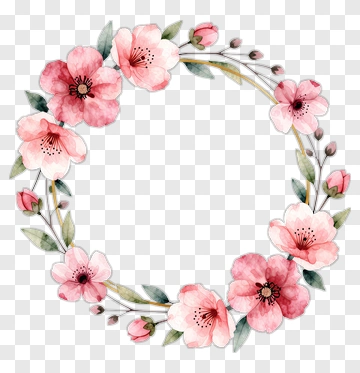 Watercolor Flower Wreath PNG