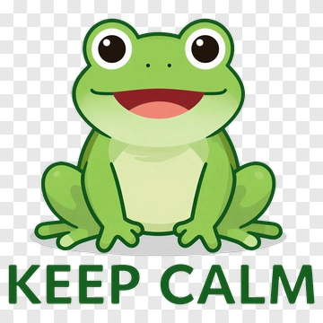 Cartoon Frog With Keep Calm Text PNG