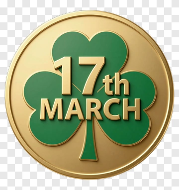 St. Patrick's Day Coin With Shamrock Design PNG