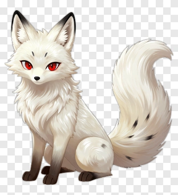 Cartoon White Fox With Red Eyes PNG