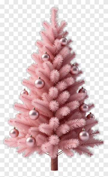 Pink Christmas Tree With Ornaments PNG