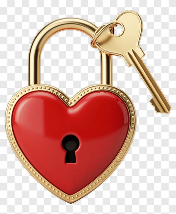 Heart-Shaped Lock With Key PNG