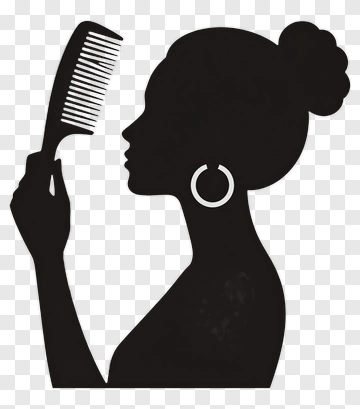 Silhouette Of A Woman Holding A Comb PNG
