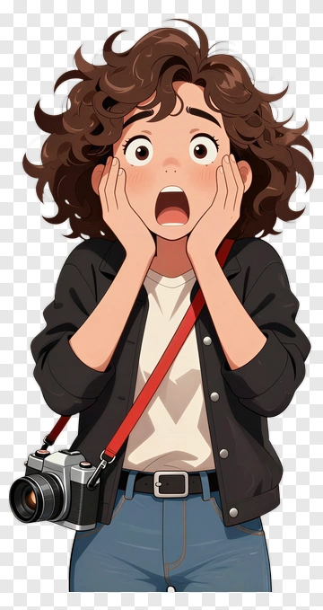 Surprised Girl Holding Her Face PNG