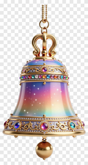 Colorful Decorative Bell With Gems PNG