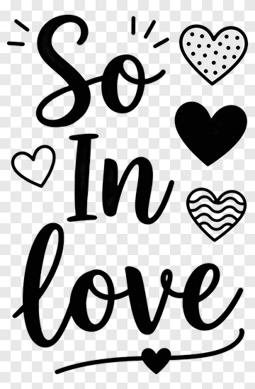 So In Love Typography With Hearts PNG