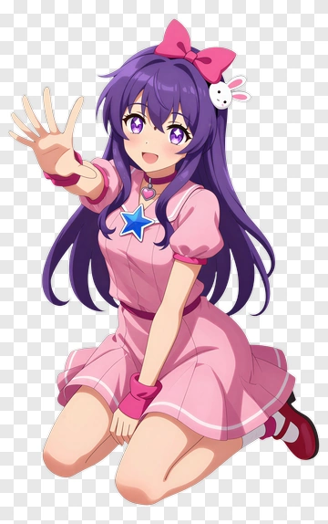 Anime Girl In Pink Dress Reaching Out PNG