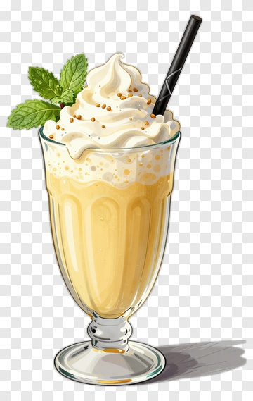 Milkshake With Whipped Cream And Mint Garnish PNG