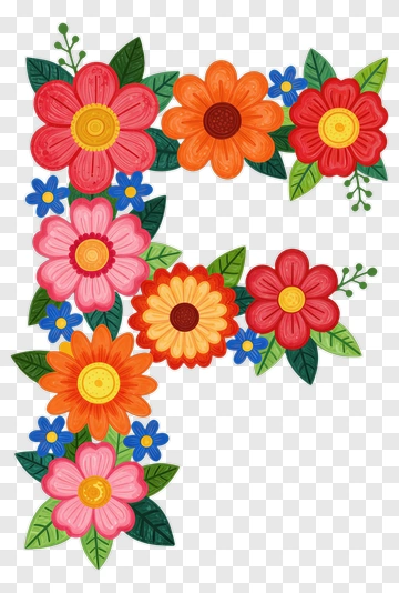 Colorful Floral Letter F PNG