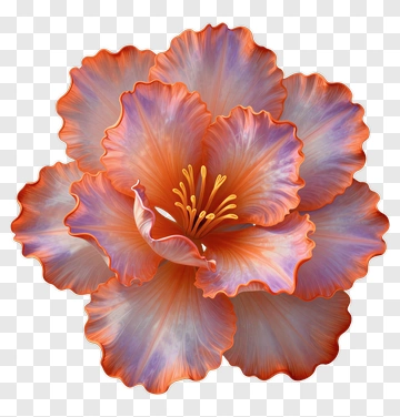 Colorful Flower With Orange And Purple Petals PNG