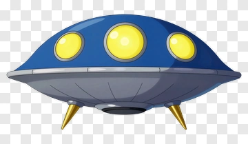 Cartoon Ufo With Yellow Lights PNG