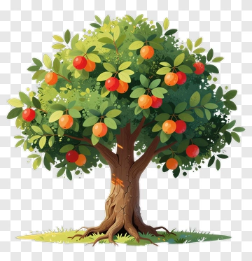 Colorful Tree With Oranges PNG