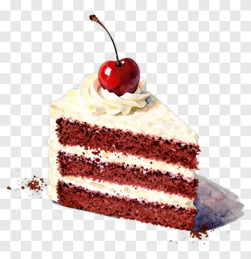 Red Velvet Cake Slice With Cherry PNG