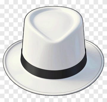 White Fedora Hat With Black Band PNG