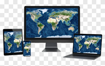 Devices Displaying A World Map PNG