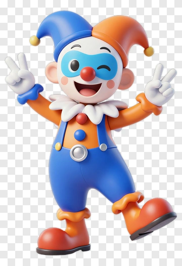 Cartoon Clown Winking And Making Peace Sign PNG