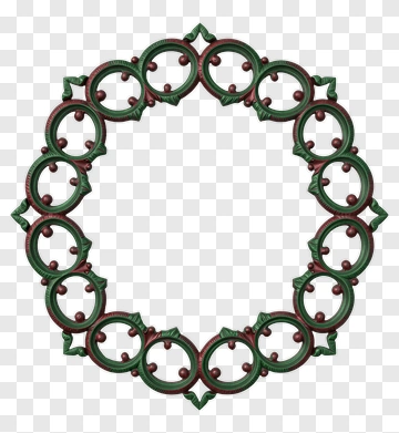 Decorative Green And Red Circle Wreath PNG