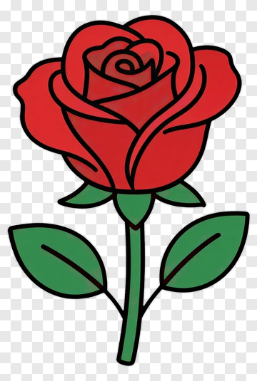 Red Rose With Green Leaves PNG