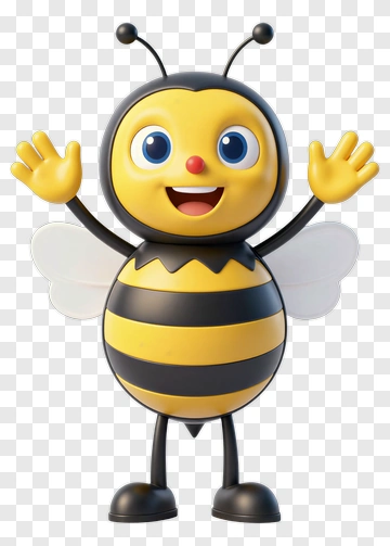 Happy Cartoon Bee Waving PNG