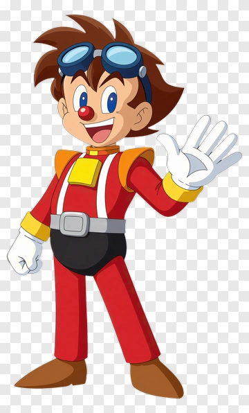 Cartoon Boy Waving In Red Costume PNG
