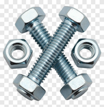 Metal Bolts And Nuts Arrangement PNG