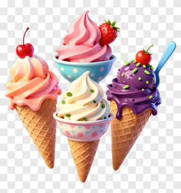 Colorful Ice Cream Cones PNG