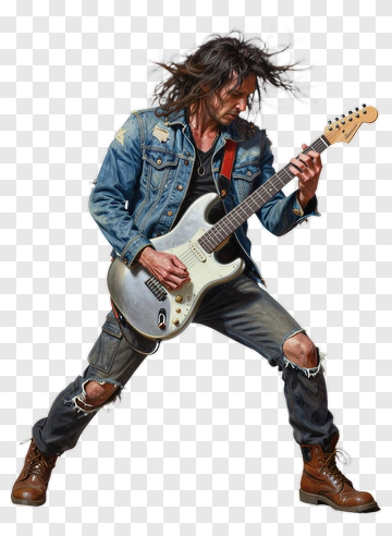 Rock Musician Playing Electric Guitar PNG