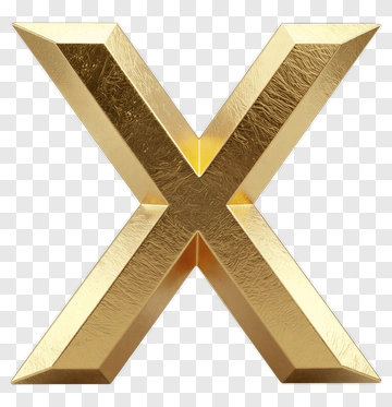 Gold 3D Letter X PNG