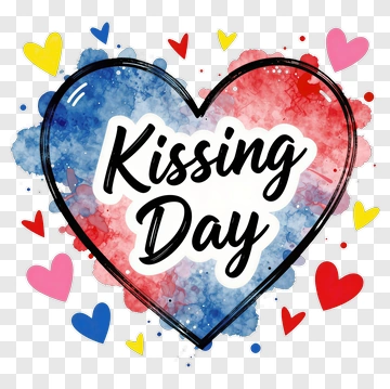 Kissing Day Heart Design PNG