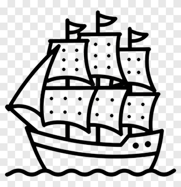 Cartoon Sailing Ship With Flags PNG