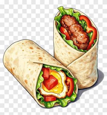 Delicious Wraps With Fresh Ingredients PNG